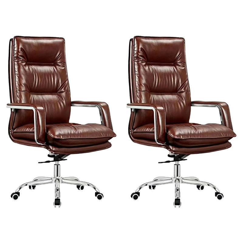 Modern Office Chair Fixed Arms Leather Adjustable Seat Height Desk Chair