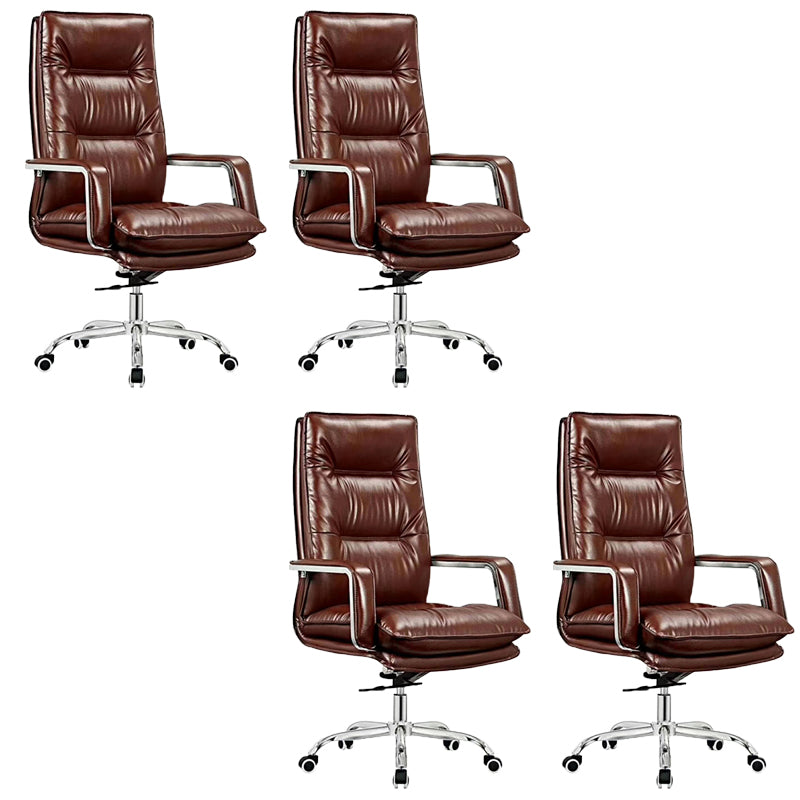 Modern Office Chair Fixed Arms Leather Adjustable Seat Height Desk Chair