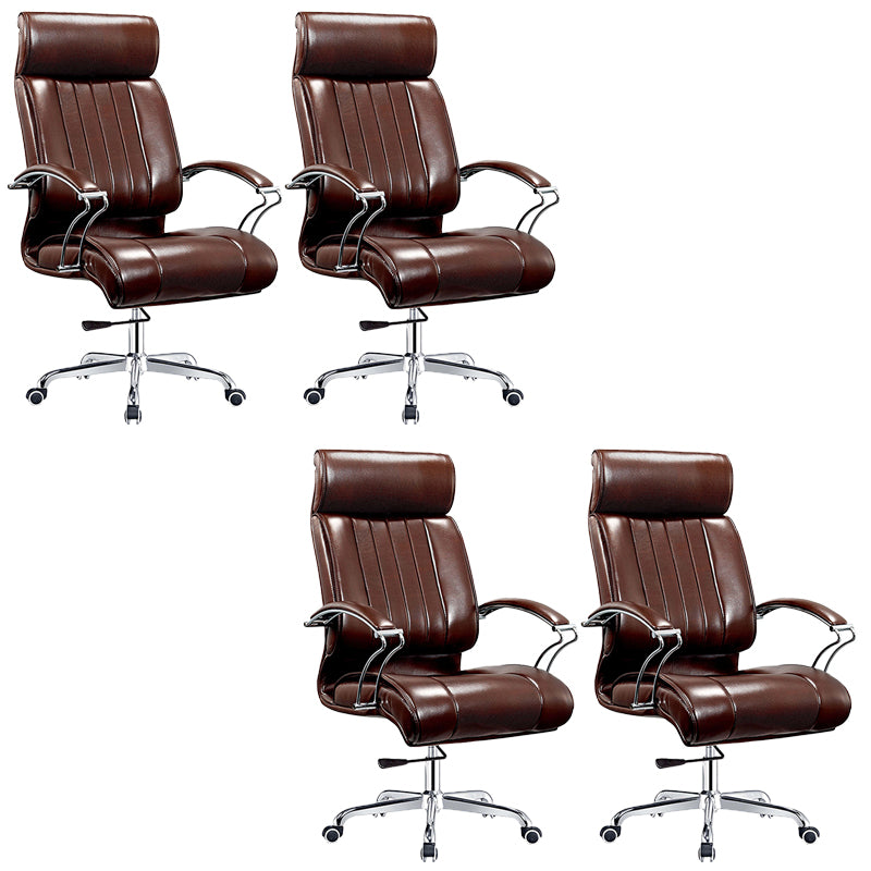 Modern Office Chair Fixed Arms Leather Adjustable Seat Height Desk Chair