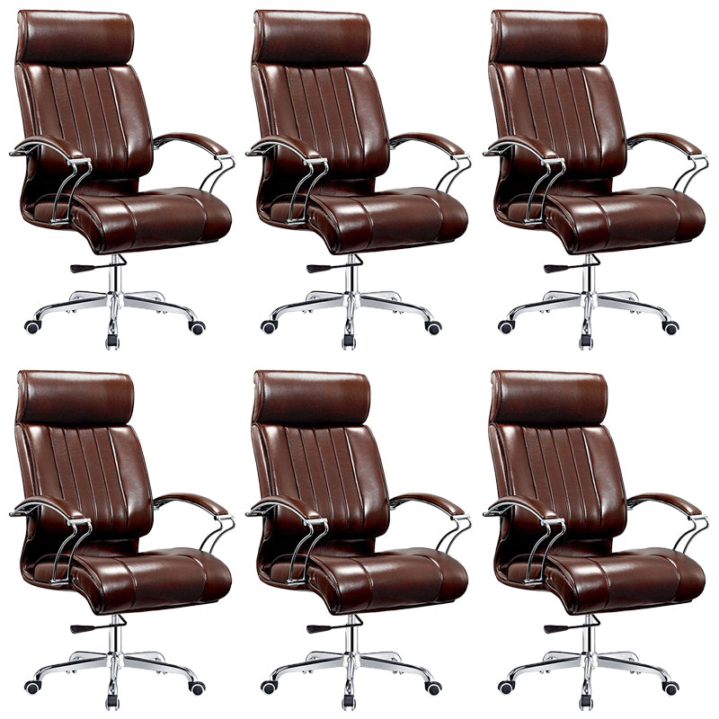 Modern Office Chair Fixed Arms Leather Adjustable Seat Height Desk Chair