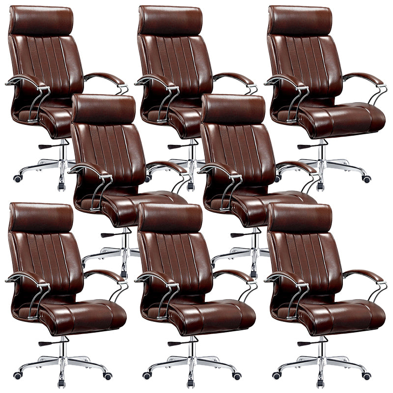 Modern Office Chair Fixed Arms Leather Adjustable Seat Height Desk Chair