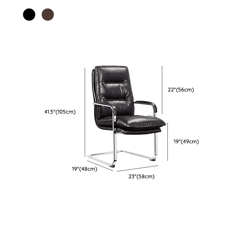 Modern Office Chair Fixed Arms Leather Adjustable Seat Height Desk Chair