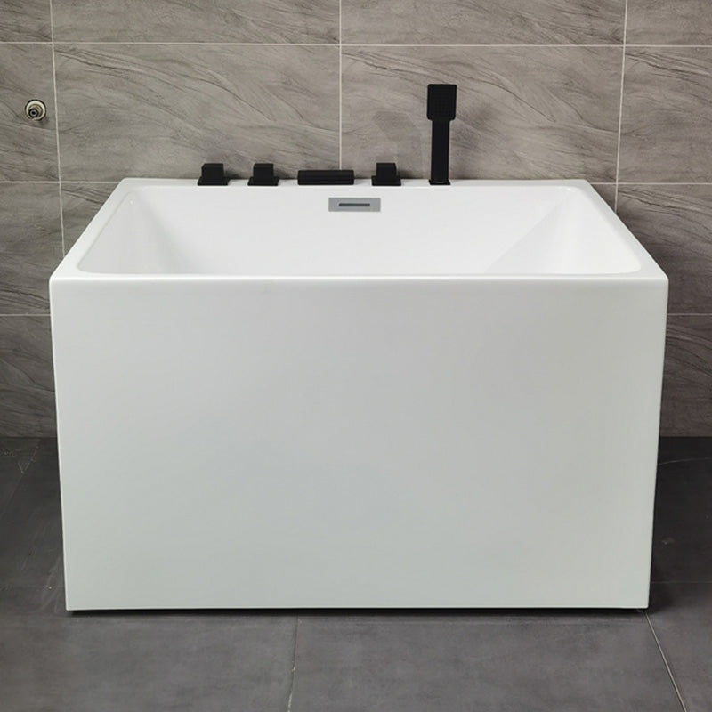 Back to Wall Soaking Bathtub Modern Antique Finish Rectangular Bath Tub