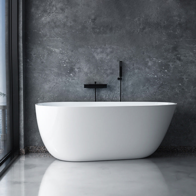 Modern Oval Freestanding Bath Acrylic Soaking White Center Bathtub