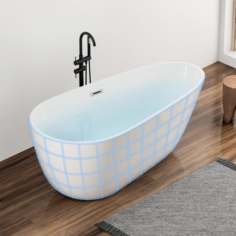 Modern Oval Freestanding Bath Acrylic Soaking White Center Bathtub