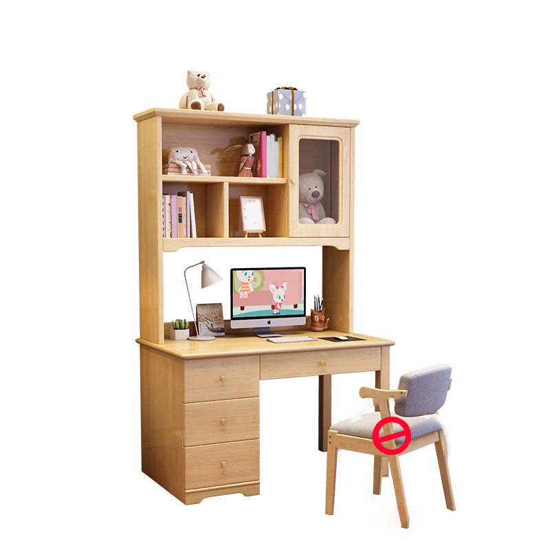 Writing Desk with Bookshelf 23.6"W Kids Desk Solid Wood Child Desk