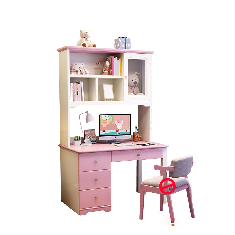 Writing Desk with Bookshelf 23.6"W Kids Desk Solid Wood Child Desk