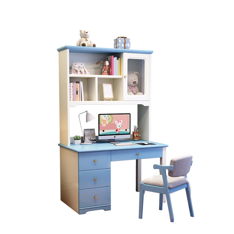 Writing Desk with Bookshelf 23.6"W Kids Desk Solid Wood Child Desk