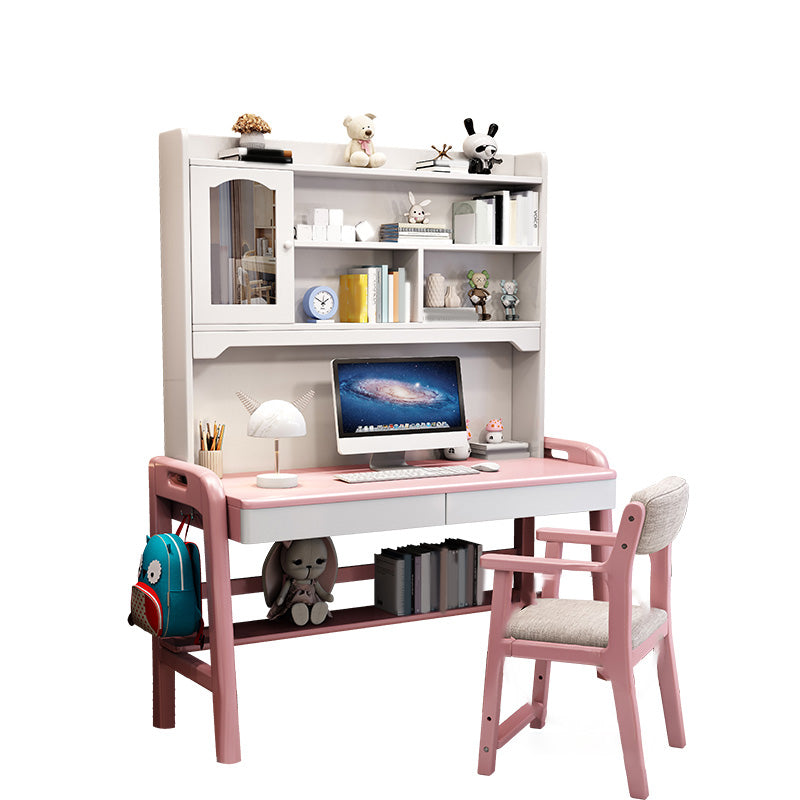 23.6'"W Kids Desk Adjustable Desk with Storage and Drawer Wood Child Desk