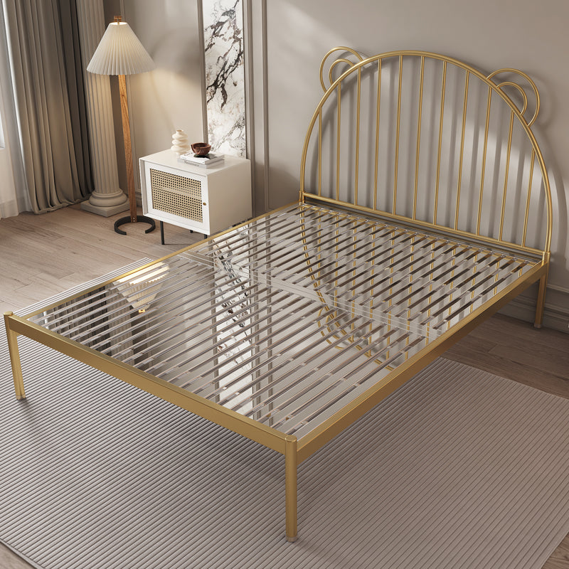 Metal Standard Bed with Open Frame Headboard Scandinavian Panel Bed