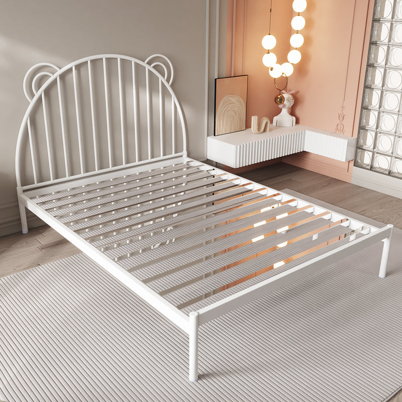 Metal Standard Bed with Open Frame Headboard Scandinavian Panel Bed
