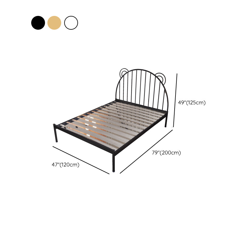 Metal Standard Bed with Open Frame Headboard Scandinavian Panel Bed