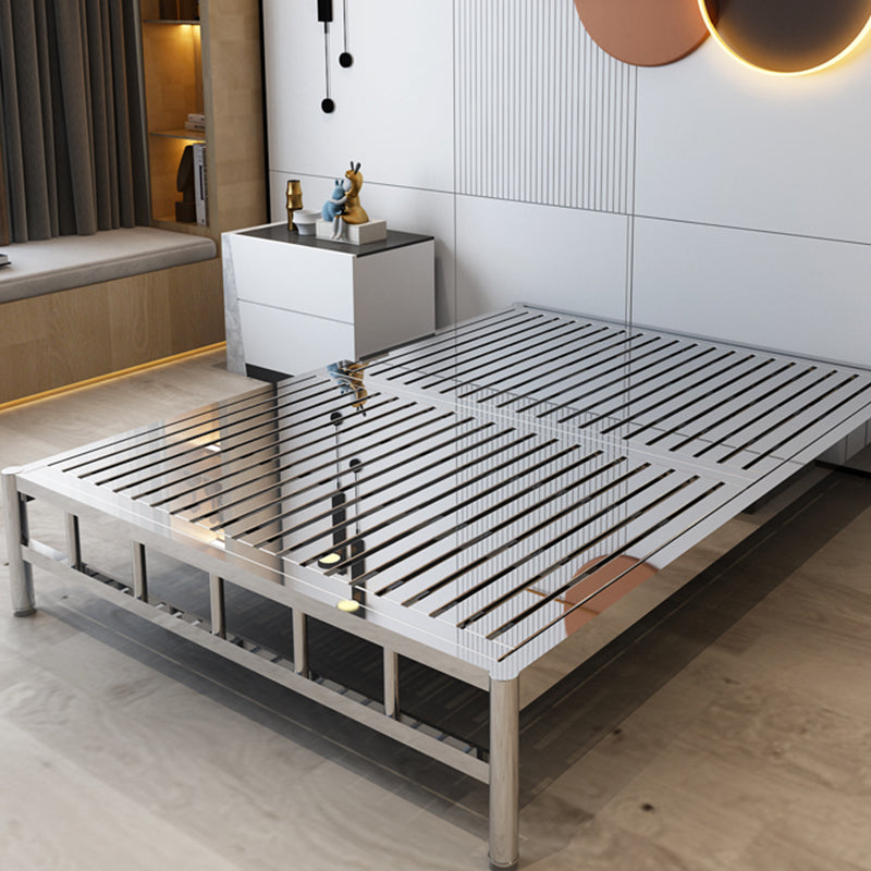 Scandinavian Tall Clearance Panel Bed Metal Standard Bed in Silver Finish