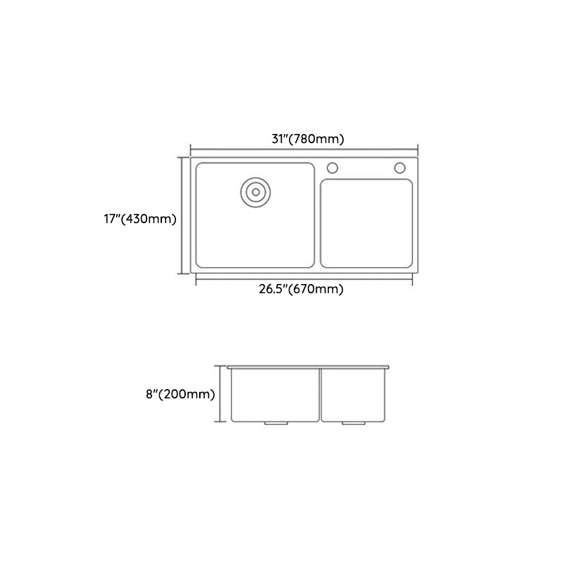 Modern Style Kitchen Sink Quartz Soundproof Kitchen Double Sink with Drain Assembly