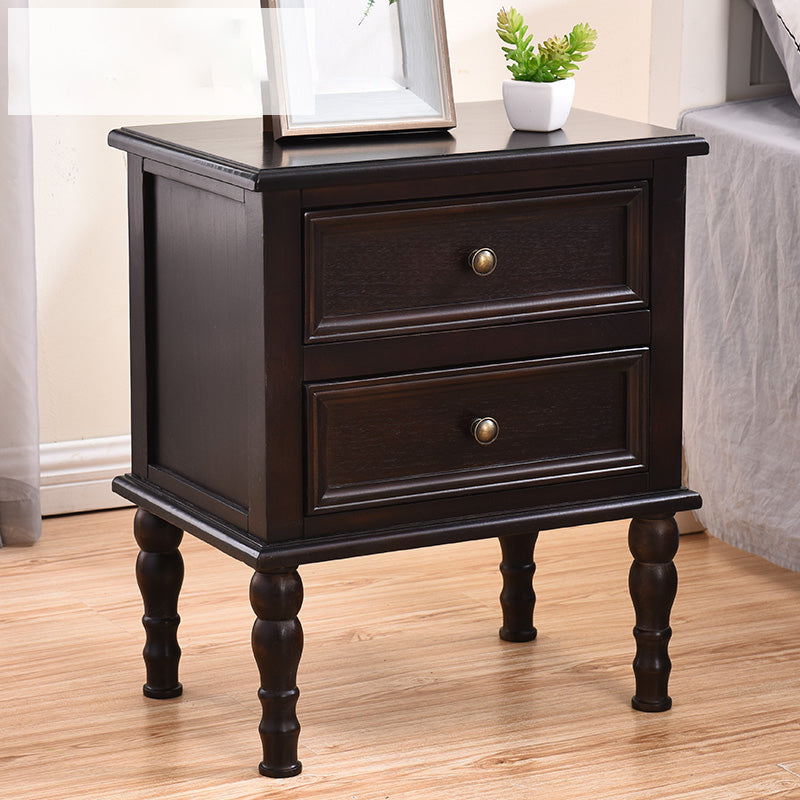 American Style Solid Wood Nursery Nightstand 2 Drawers Kids Bedside Table