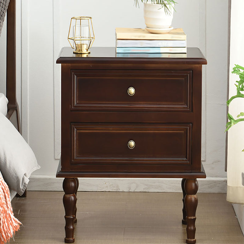 American Style Solid Wood Nursery Nightstand 2 Drawers Kids Bedside Table