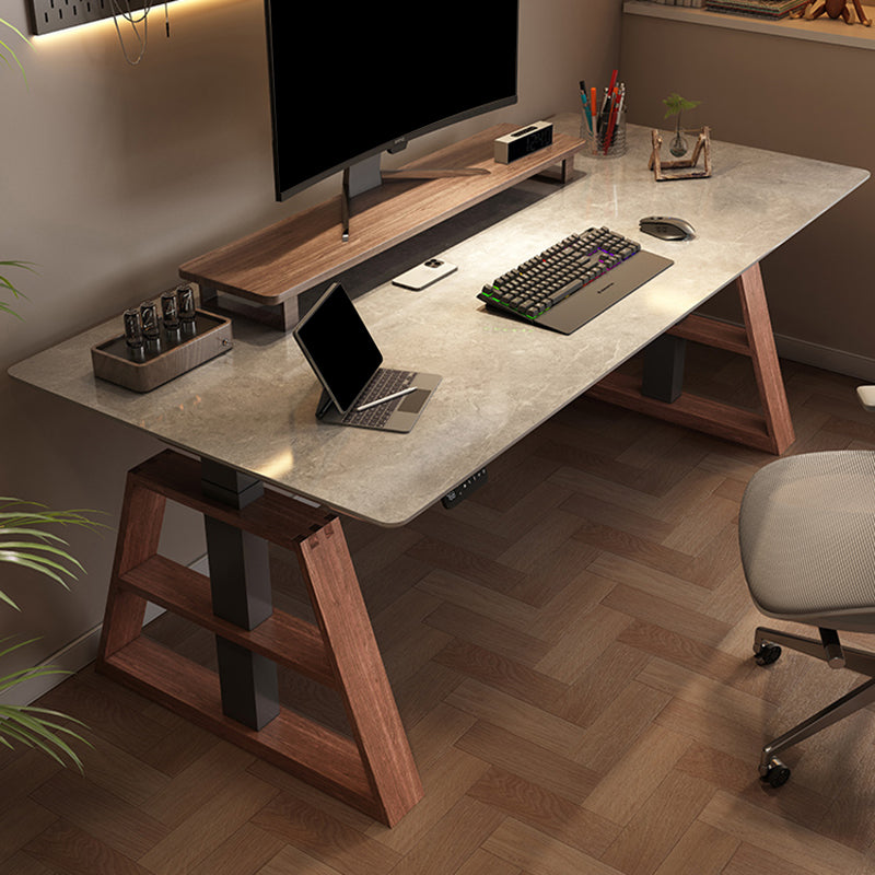 Modern Rectangular Shape Computer Desk Wooden Task Desk with 2 Legs for Home