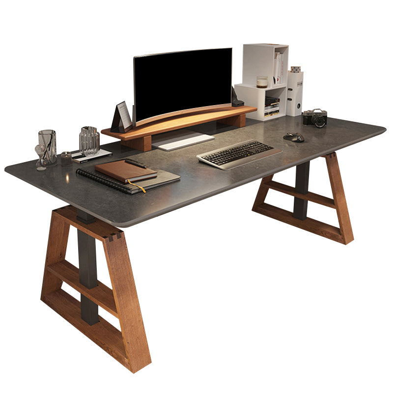 Modern Rectangular Shape Computer Desk Wooden Task Desk with 2 Legs for Home