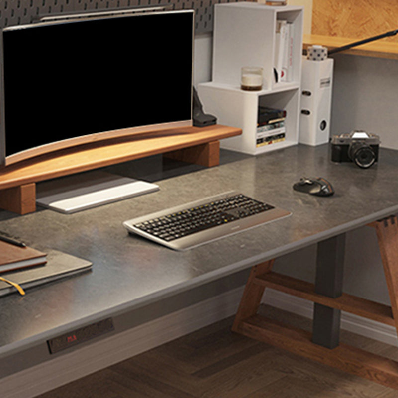 Modern Rectangular Shape Computer Desk Wooden Task Desk with 2 Legs for Home