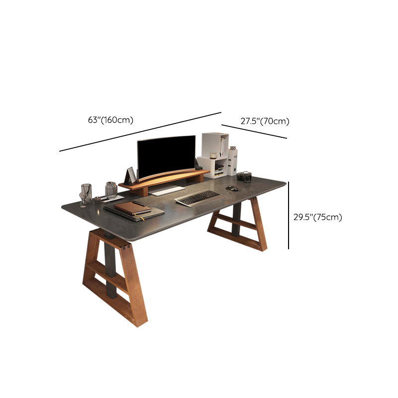 Modern Rectangular Shape Computer Desk Wooden Task Desk with 2 Legs for Home