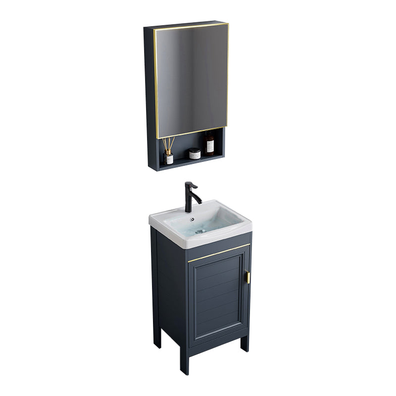 Blue Bath Vanity Freestanding Rectangular 2 Doors Single Sink Metal Frame Bathroom Vanity