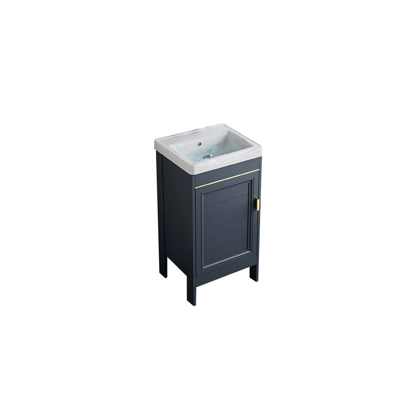 Blue Bath Vanity Freestanding Rectangular 2 Doors Single Sink Metal Frame Bathroom Vanity