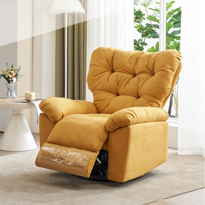 Contemporary Wing Chair Recliner Metal Microsuede Indoor Swiveling Solid Color