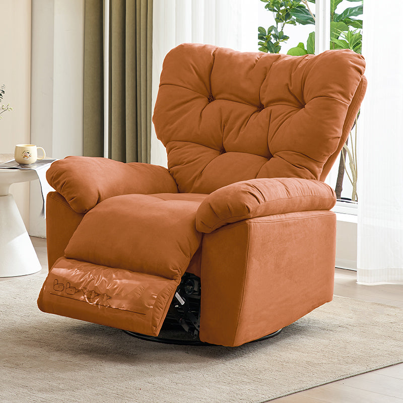 Contemporary Wing Chair Recliner Metal Microsuede Indoor Swiveling Solid Color