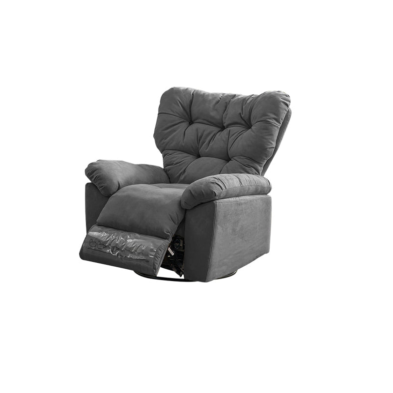 Contemporary Wing Chair Recliner Metal Microsuede Indoor Swiveling Solid Color