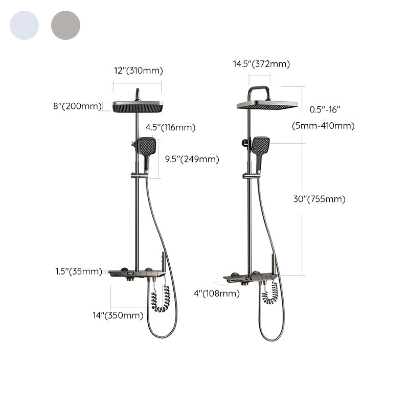Modern Thermostatic Shower System Solid Color Slide Bar Included Shower Head Combo