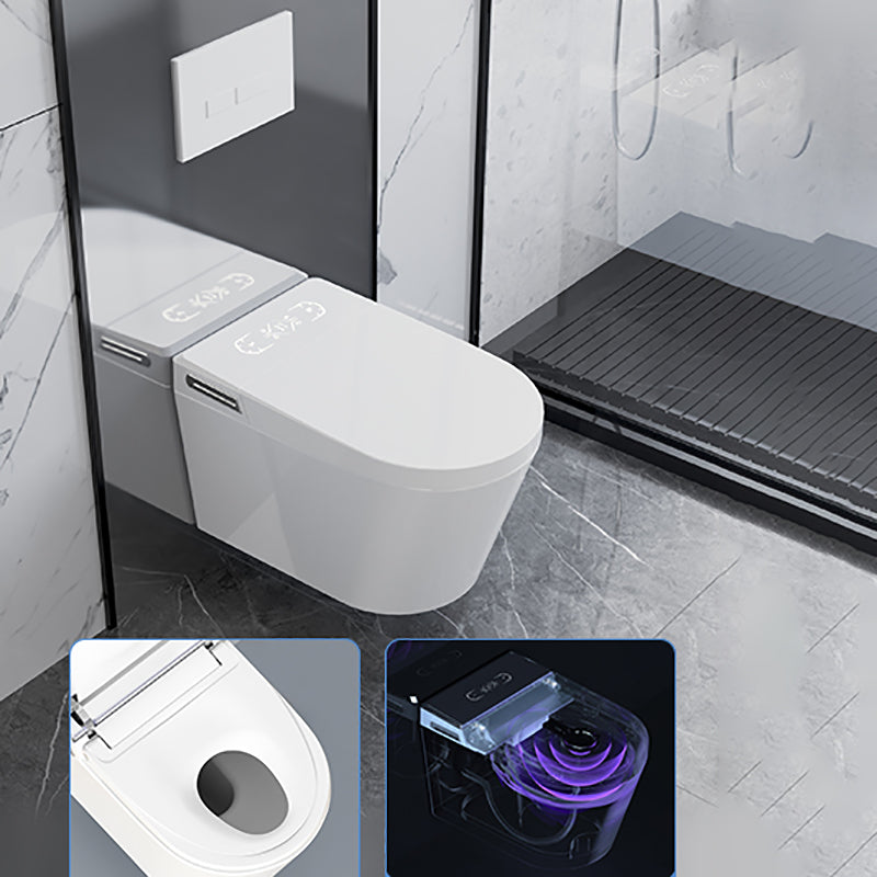 Contemporary Wall Mounted Bidet Elongated Foot Sensor Ceramic Heated Seat