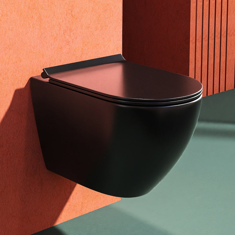 Contemporary Wall Hung Toilet Set Elongated Gloss Finish Ceramic Wall Mounted Bidet