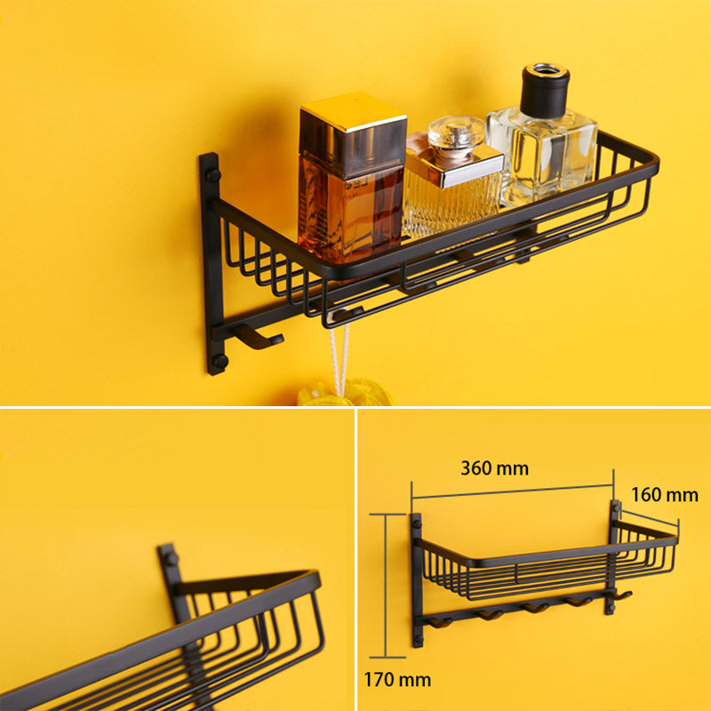 Modern Black Bathroom Accessory Kit with Bath Shelf and Soap Dish