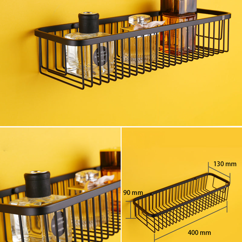 Modern Black Bathroom Accessory Kit with Bath Shelf and Soap Dish