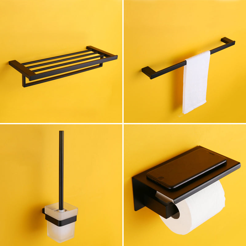 Modern Black Bathroom Accessory Kit with Bath Shelf and Soap Dish