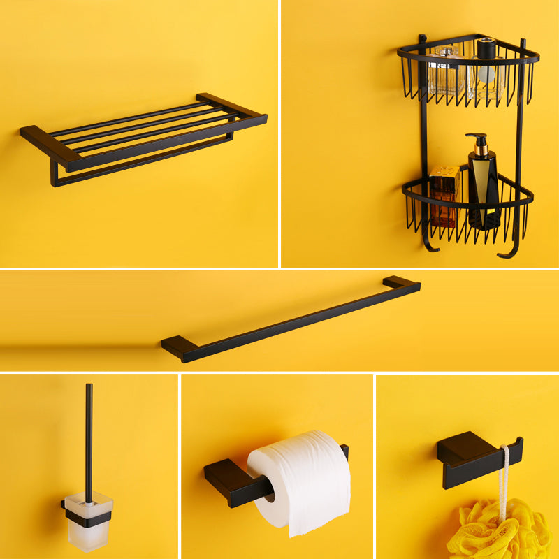 Modern Black Bathroom Accessory Kit with Bath Shelf and Soap Dish