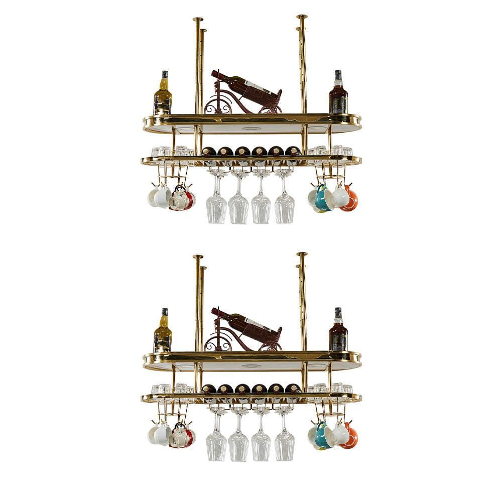 Hanging Wine Rack Holder Modern Stainless Steel Wine Rack in Gold