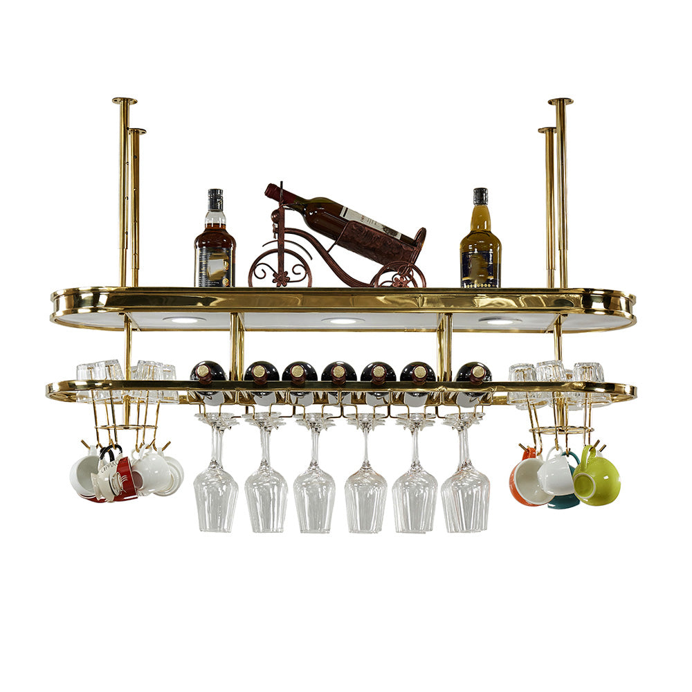 Hanging Wine Rack Holder Modern Stainless Steel Wine Rack in Gold