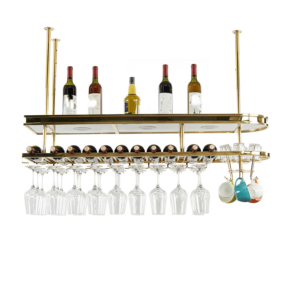 Hanging Wine Rack Holder Modern Stainless Steel Wine Rack in Gold