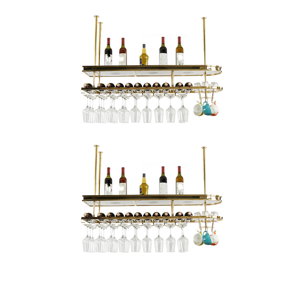 Hanging Wine Rack Holder Modern Stainless Steel Wine Rack in Gold