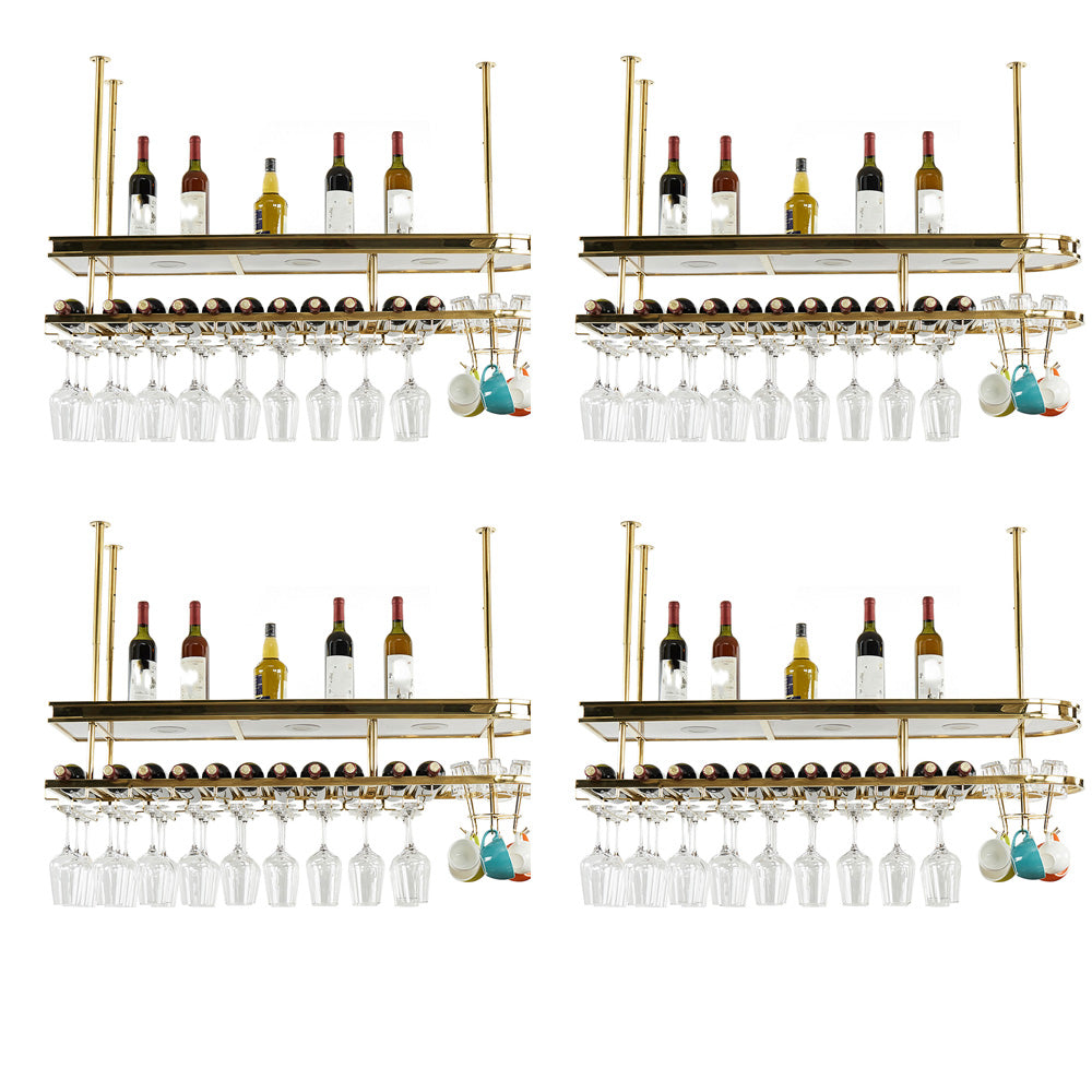 Hanging Wine Rack Holder Modern Stainless Steel Wine Rack in Gold