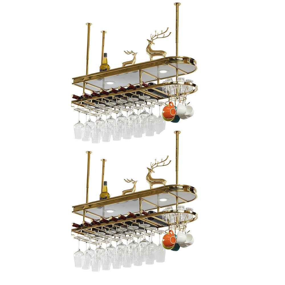 Hanging Wine Rack Holder Modern Stainless Steel Wine Rack in Gold