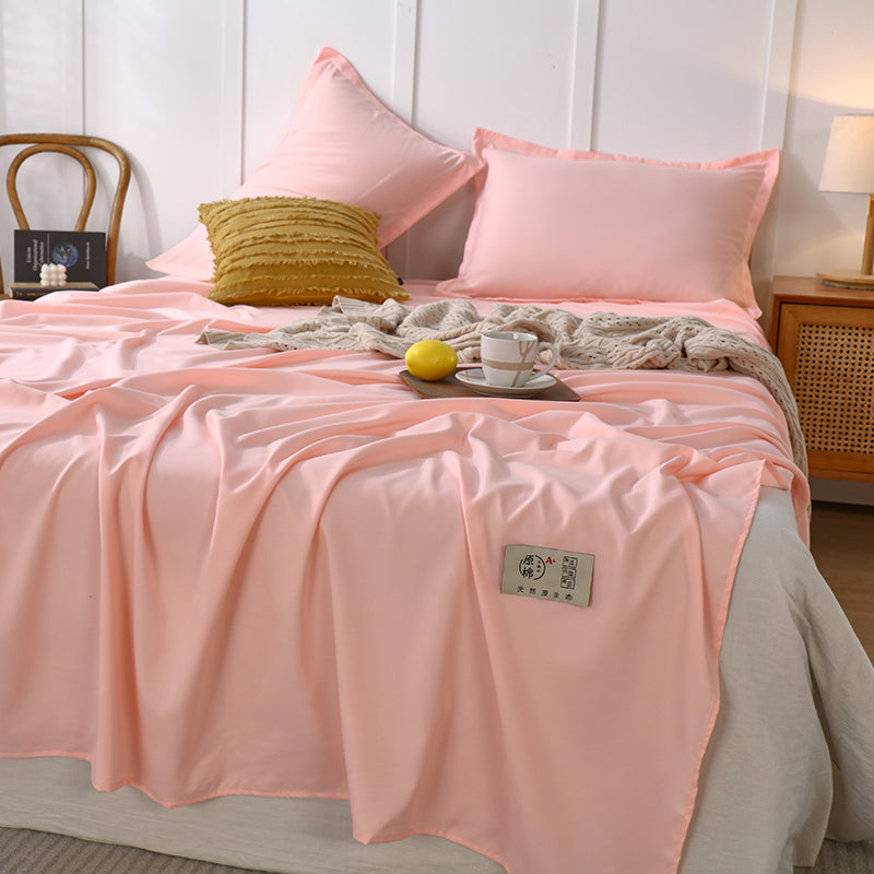 Bed Sheet Solid Color Breathable Skin-friendly Non-pilling Bed Sheet Set