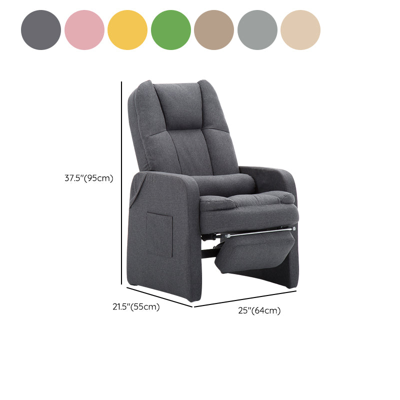 Metal Frame Standard Recliner with Footrest Solid Color Upholstered Recliner Chair