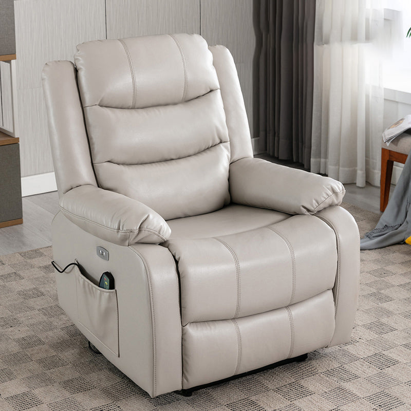 Solid Color Faux Leather Standard Recliner Manial-Push Back Recliner Chair