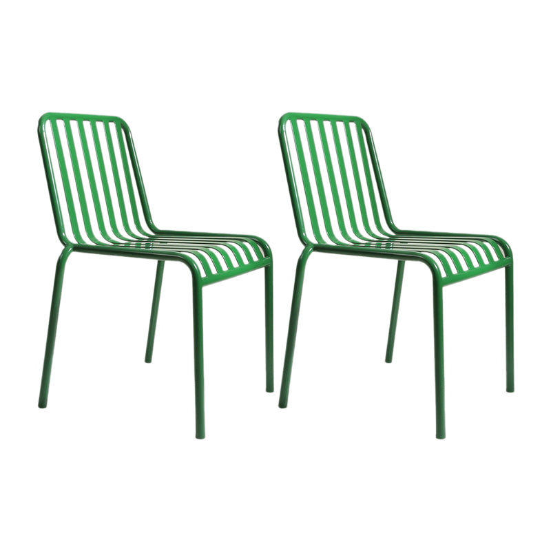 Green Stacking Outdoors Dining Chairs Modern Metal Patio Dining Chair