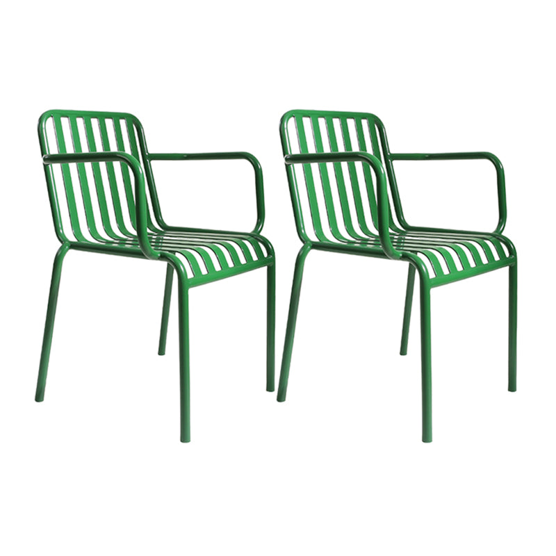 Green Stacking Outdoors Dining Chairs Modern Metal Patio Dining Chair