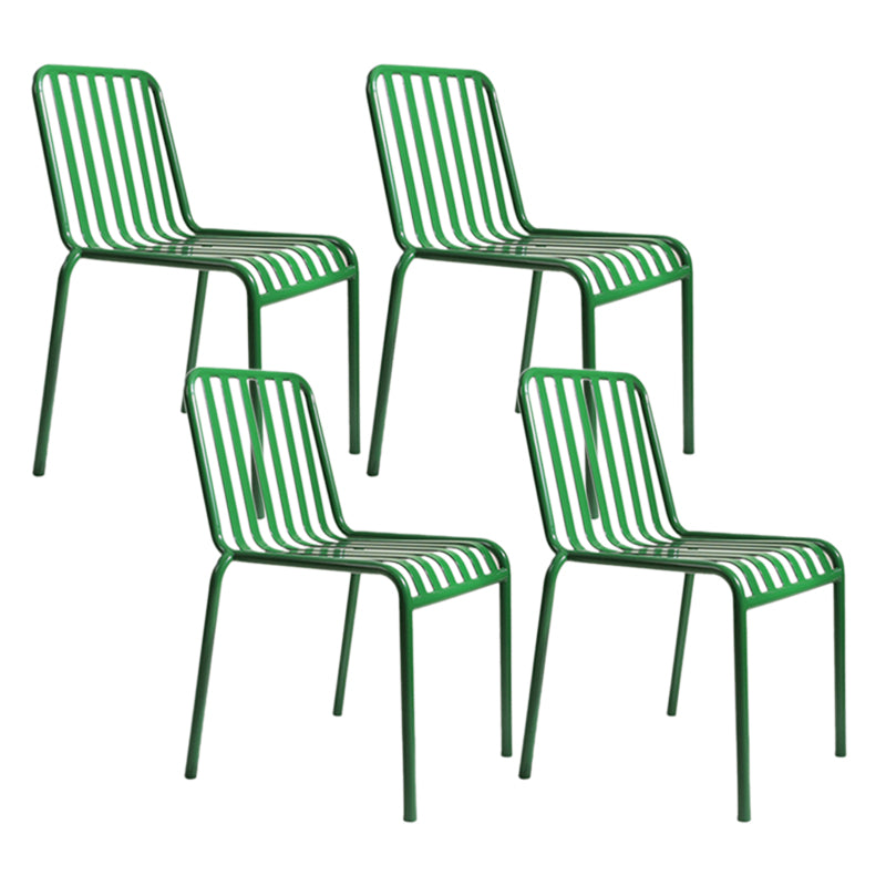 Green Stacking Outdoors Dining Chairs Modern Metal Patio Dining Chair