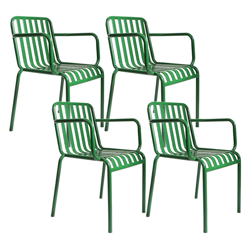 Green Stacking Outdoors Dining Chairs Modern Metal Patio Dining Chair