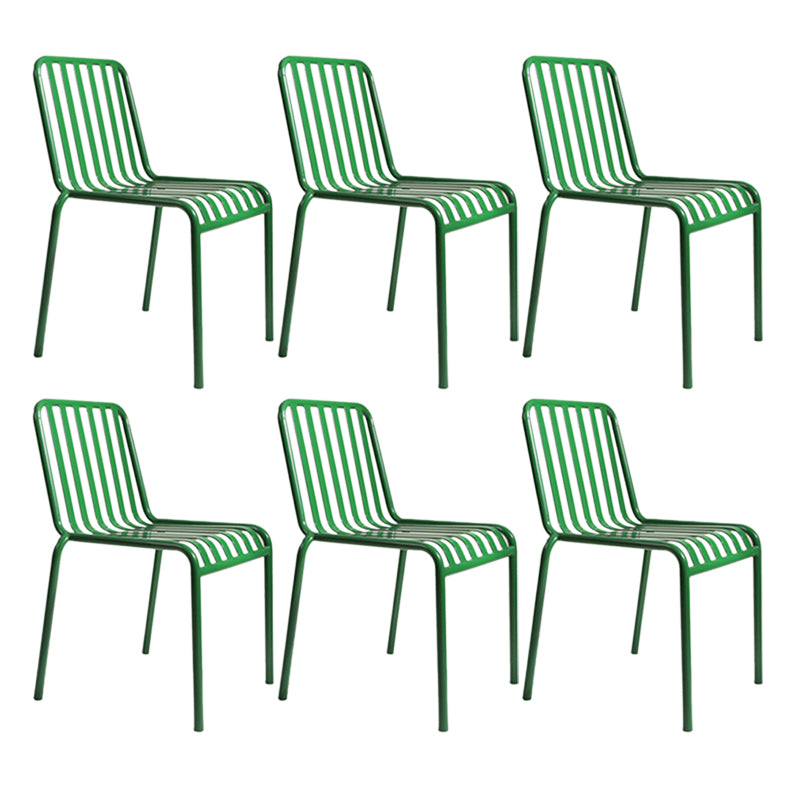 Green Stacking Outdoors Dining Chairs Modern Metal Patio Dining Chair